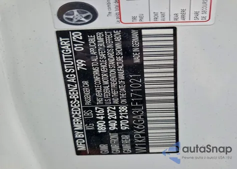 2020 Mercedes-Benz Slc 43 Amg z USA, uszkodzony, nr VIN W1KPK6GA3LF171021